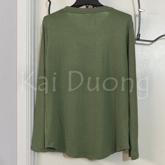 Banana Republic Ladies'‎ Long Sleeve Crewneck Top L GREEN - Picture 3 of 3